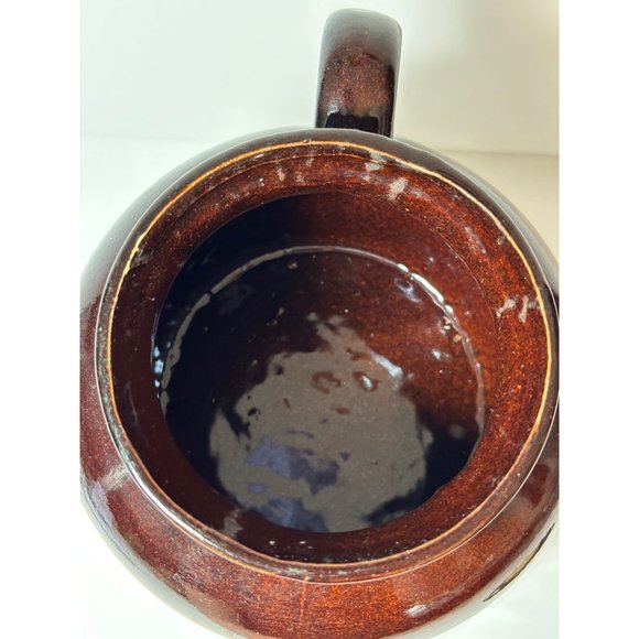 Brown & Tan 1 Quart Bean Stoneware Crock with Lid Made In USA - Picture 7 of 8